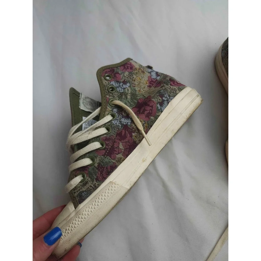 Adidas Honey Hook Sneakers Womens Size 7 Green Floral Tapestry High‎ Top Lace Up